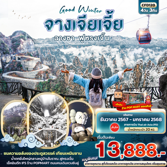 ทัวร์จีน Good Winter จางเจียเจี้ย ฉางซา ฟูหรงเจิ้น 4วัน 3คืน