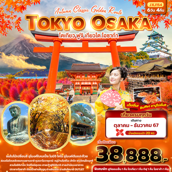 ทัวร์ญี่ปุ่น Autumn Classic Golden Route TOKYO OSAKA 6วัน 4คืน