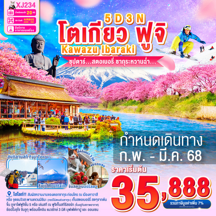 ทัวร์โตเกียว สตอเบอรี่ ซากุระหวานฉ่ำ 5วัน 3คืน