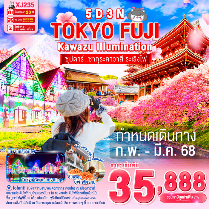 ทัวร์โตเกียว ซากุระคาวาสึ ระเริงไฟ 5วัน 3คืน