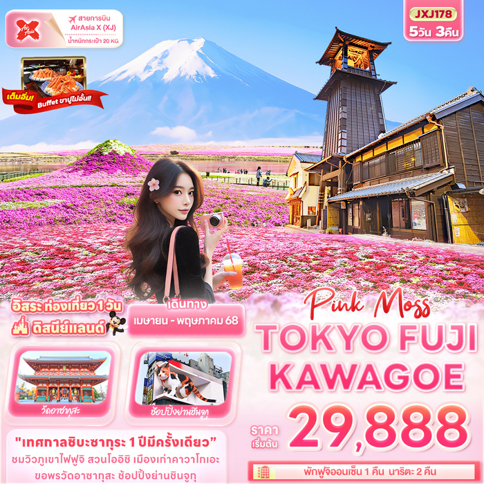 ทัวร์โตเกียว Pink Moss TOKYO FUJI KAWAGOE 5วัน 3คืน