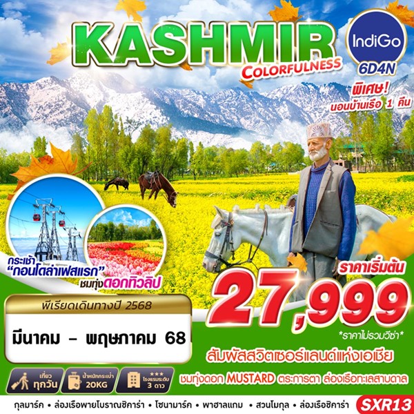 ทัวร์แคชเมียร์ KASHMIR COLORFULNESS 6วัน 4คืน